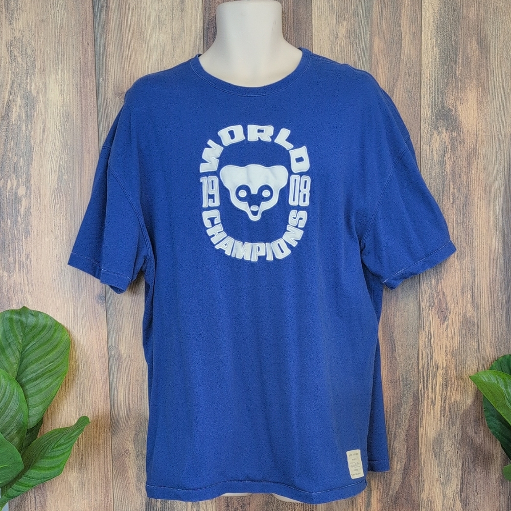 Mitchell & Ness Blue World Champions Chicago Cubs MLB 1908 Tee 2X       P369